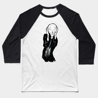 The Scream  minimalized Black and White Baseball T-Shirt